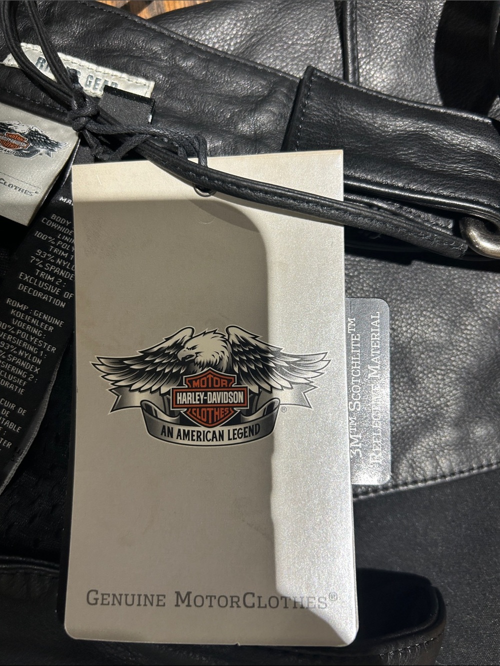 Harley Black Leather Motorcycle Chaps with Waist Belt - Picture 10 of 15